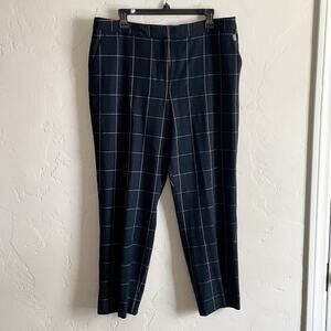 Tommy Hilfiger Size 16 Dress Pants - Ankle Navy Blue Plaid Pockets Office Casual